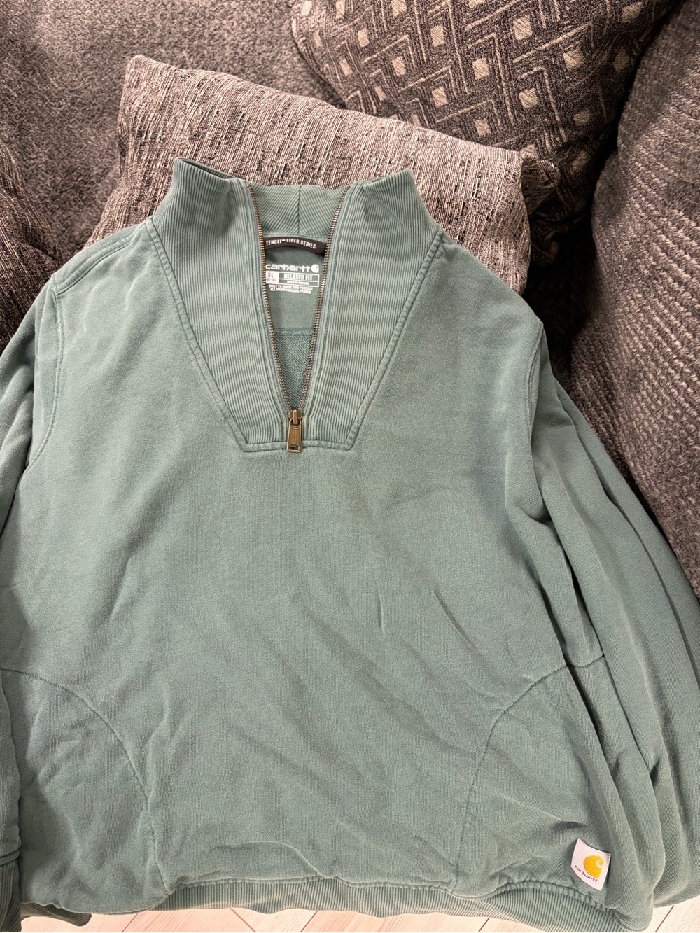 Carhartt Women's Sage Green Quarter-Zip Pullover Hoodie